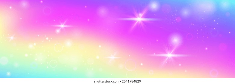 Rainbow Background. Pink Fairy Hologram And Beautiful Unicorn Pattern. Purple Princess Gradient. Abstract Watercolor Wallpaper Of Cosmic Candy Dream. Blue Rainbow Background.