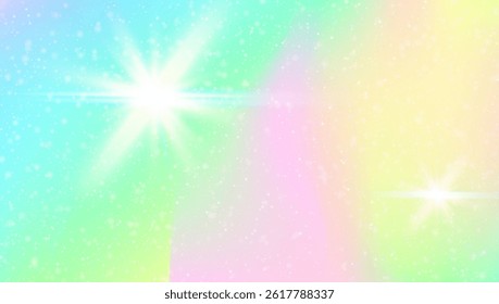 Rainbow Background. Pink Fairy Pattern And Beautiful Magic Hologram. Purple Princess Gradient. Fantasy Wallpaper Of Neon Space And Cartoon Galaxy. Blue Rainbow Background.