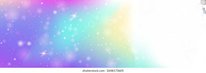 Rainbow Background. Pink Kawaii Gradient And Beautiful Magic Hologram. Purple Unicorn Pattern. Fantasy Cartoon Dream With Shiny Holographic Star Design. Blue Rainbow Background.