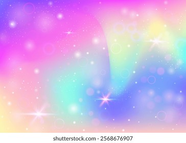 Rainbow Background. Pink Princess Hologram. Girl Gradient. Fairytale Galaxy Mesh. Purple Pastel Pattern. Blue Fantasy Invitation. Fairy Glitter. Party Rainbow Background.