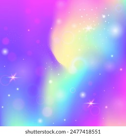 Rainbow Background. Pink Unicorn Gradient. Fairy Pattern. Fairytale Mystical Invite. Purple Pastel Hologram. Blue Magical Invitation. Girl Backdrop. Party Rainbow Background.