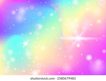 Rainbow Background. Pink Unicorn Invitation. Magic Hologram. Iridescent Galaxy Invite. Purple Blurred Gradient. Blue Colorful Pattern. Kawaii Backdrop. Stars Rainbow Background.