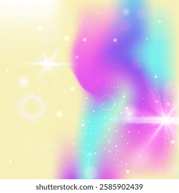 Rainbow Background. Pink Unicorn Invitation. Magic Gradient. Fairytale Colorful Invite. Purple Universe Pattern. Lilac Pastel Hologram. Fairy Texture. Stars Rainbow Background.