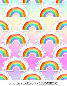 Rainbow background.  Retro seamless pattern the 50s and 60s inspired. Seamless abstract Vintage backdrop in sixties style. Vector illustration