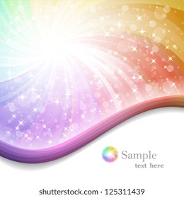 Rainbow background with ribbons vector illustration
