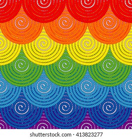Rainbow background with ropes