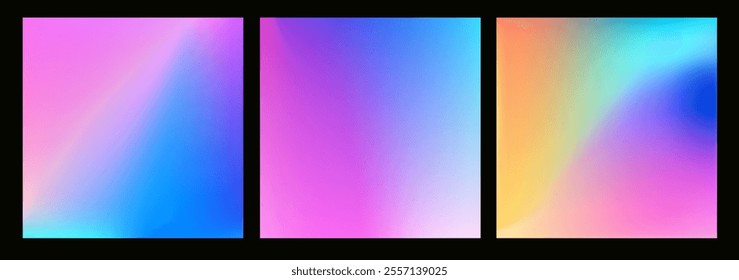 Rainbow background set with gradient colors and ombre texture, featuring vibrant pride, abstract, and LGBT elements. Pastel shades in pink, purple, and yellow blend seamlessly.