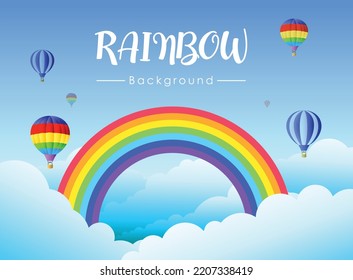 ilustración vectorial de fondo arco iris, vector de globos.