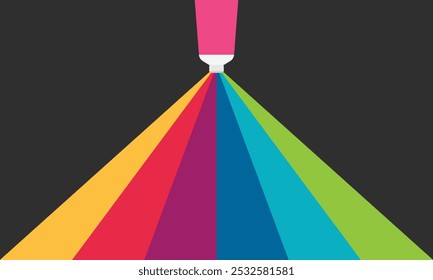 Rainbow background vector illustration in flat design. multicolored tubes. watercolor and oil paint color.