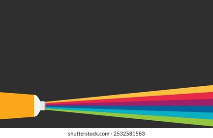 Rainbow background vector illustration in flat design. multicolored tubes. watercolor and oil paint color.