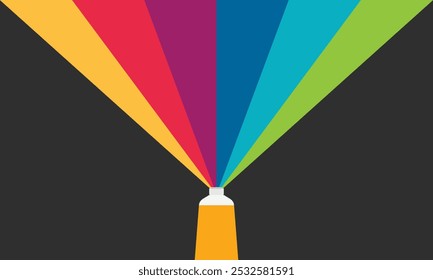 Rainbow background vector illustration in flat design. multicolored tubes. watercolor and oil paint color.