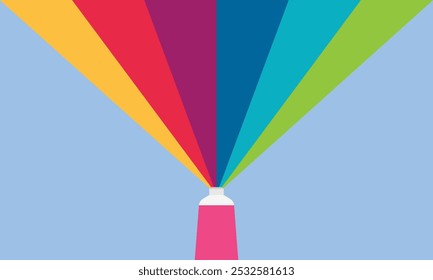Rainbow background vector illustration in flat design. multicolored tubes. watercolor and oil paint color.