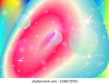 Rainbow background with vibrant gradients. Holographic dynamic fluid. Cosmos hologram. Graphic layout for mobile interface, banner and poster. Iridescent rainbow background.