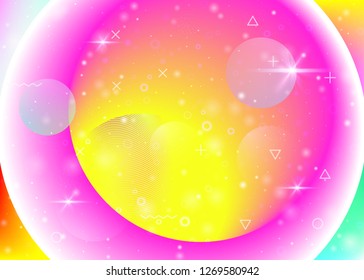 Rainbow background with vibrant gradients. Holographic dynamic fluid. Cosmos hologram. Design template for brochure, web app and wallpaper. Hipster rainbow background.