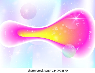 Rainbow background with vibrant gradients. Holographic dynamic fluid. Cosmos hologram. Graphic layout for mobile screen, web app and presentation. Memphis rainbow background.