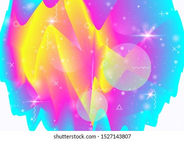 Rainbow background with vibrant gradients. Holographic dynamic fluid. Cosmos hologram. Design template for cover, mobile interface and wallpaper. Vintage rainbow background.