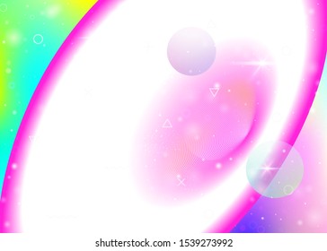 Rainbow background with vibrant gradients. Holographic dynamic fluid. Cosmos hologram. Graphic template for book, book and brochure. Retro rainbow background.