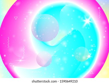Rainbow background with vibrant gradients. Holographic dynamic fluid. Cosmos hologram. Design template for brochure, poster and book. Pearlescent rainbow background.