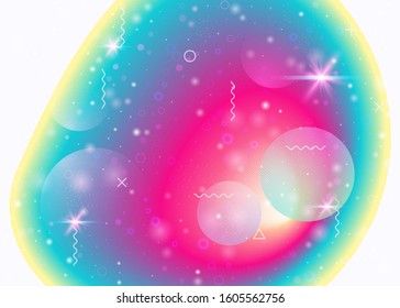 Rainbow background with vibrant gradients. Holographic dynamic fluid. Cosmos hologram. Design layout for web app, mobile screen and annual report. Girlish rainbow background.
