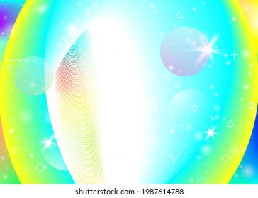 Rainbow background with vibrant gradients. Holographic dynamic fluid. Cosmos hologram. Graphic template for mobile screen, flyer and cover. Vintage rainbow background.