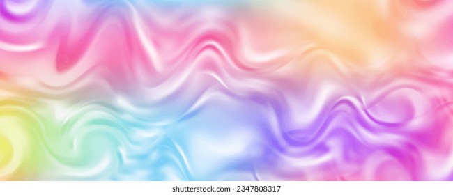 Rainbow background with waves of fluid. Abstract pastel gradient wallpaper with bright vibrant colors. Vector unicorn holographic backdrop