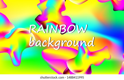 Rainbow background. Wavy abstract cover design. Creative colorful wallpaper. Trendy gradient poster. Fluid shapes composition. Vector illustration.
