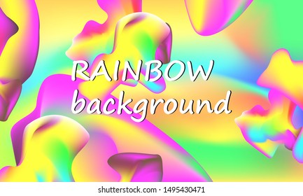 Rainbow background. Wavy abstract cover design. Creative colorful wallpaper. Trendy gradient poster. Fluid shapes composition. Vector illustration.