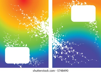 Regenbogenhintergrund mit weißem Blattthema