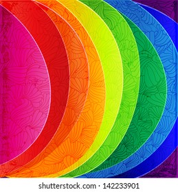 Rainbow background wih pattern. Vector illustration.