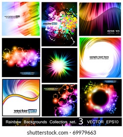 Rainbow Backgrounds Collection - 9 Flyer or brochures with colorful abstract motive - Set 3