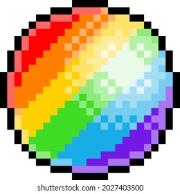 A rainbow ball eight bit retro video game style pixel art icon