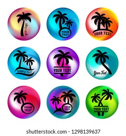 Rainbow ball like buttons with palm tree icons