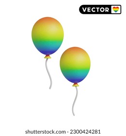 rainbow balloon 3D vector icon set, on a white background