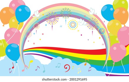 Rainbow and balloon background illustration