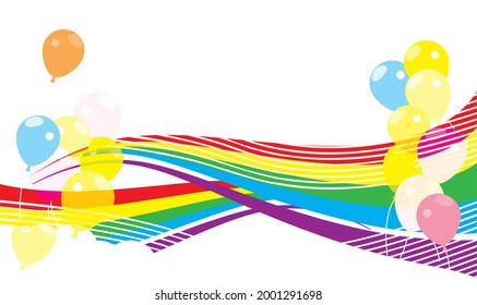 Rainbow and balloon background illustration