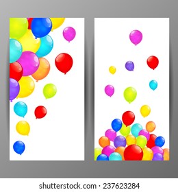 Rainbow balloons banners 210 x 400 size, design for Your website or advertising. Vector EPS10.