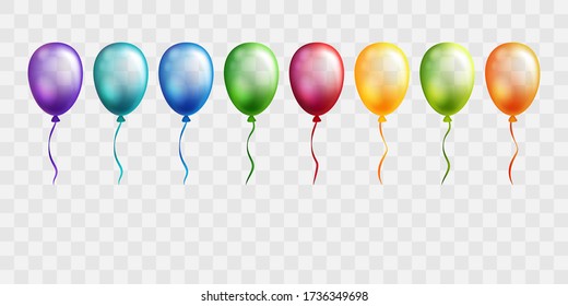 Rainbow balloons collection. Vector celebration design elements.