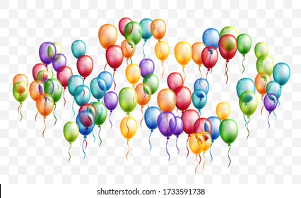 Rainbow balloons decoration. Vector celebration design element.
