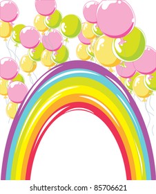 Rainbow and balloons - funny frame