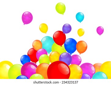 Rainbow balloons isolated on white background. Vector EPS10.