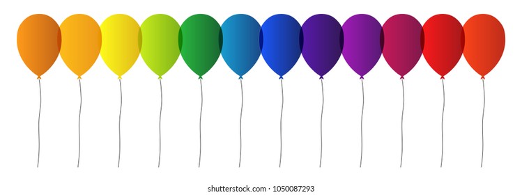 Rainbow balloons on white background