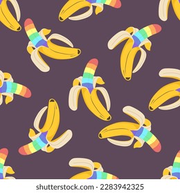 Rainbow banana. Seamless pattern. Vector illustration