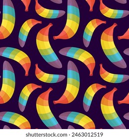 Rainbow banana. Seamless pattern. Vector.