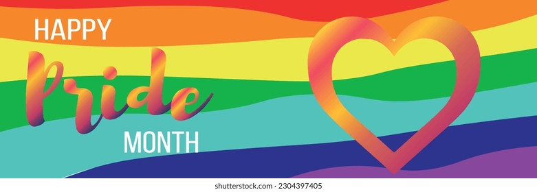 Rainbow banner for Pride Month with heart