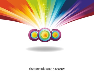rainbow banner with sparks. Vector illustration