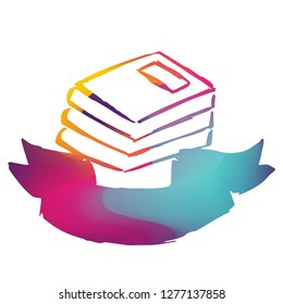 Rainbow Banner Vector Illustration of Book. Graphic Design for Logo and T-shirt. 