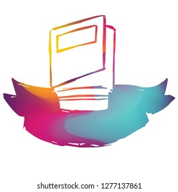 Rainbow Banner Vector Illustration of Book. Graphic Design for Logo and T-shirt. 