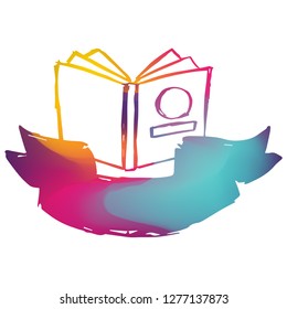 Rainbow Banner Vector Illustration of Book. Graphic Design for Logo and T-shirt. 
