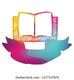 Rainbow Banner Vector Illustration of Book. Graphic Design for Logo and T-shirt. 
