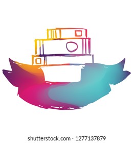 Rainbow Banner Vector Illustration of Book. Graphic Design for Logo and T-shirt. 